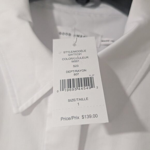 (See Comments) NWT Good American | Oversized Poplin Shirt in White (1/Small) - Picture 5 of 16